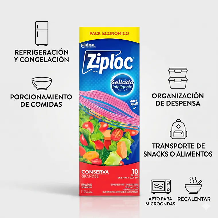 Bolsas Ziploc Grandes 10 Un Para Conservar 4