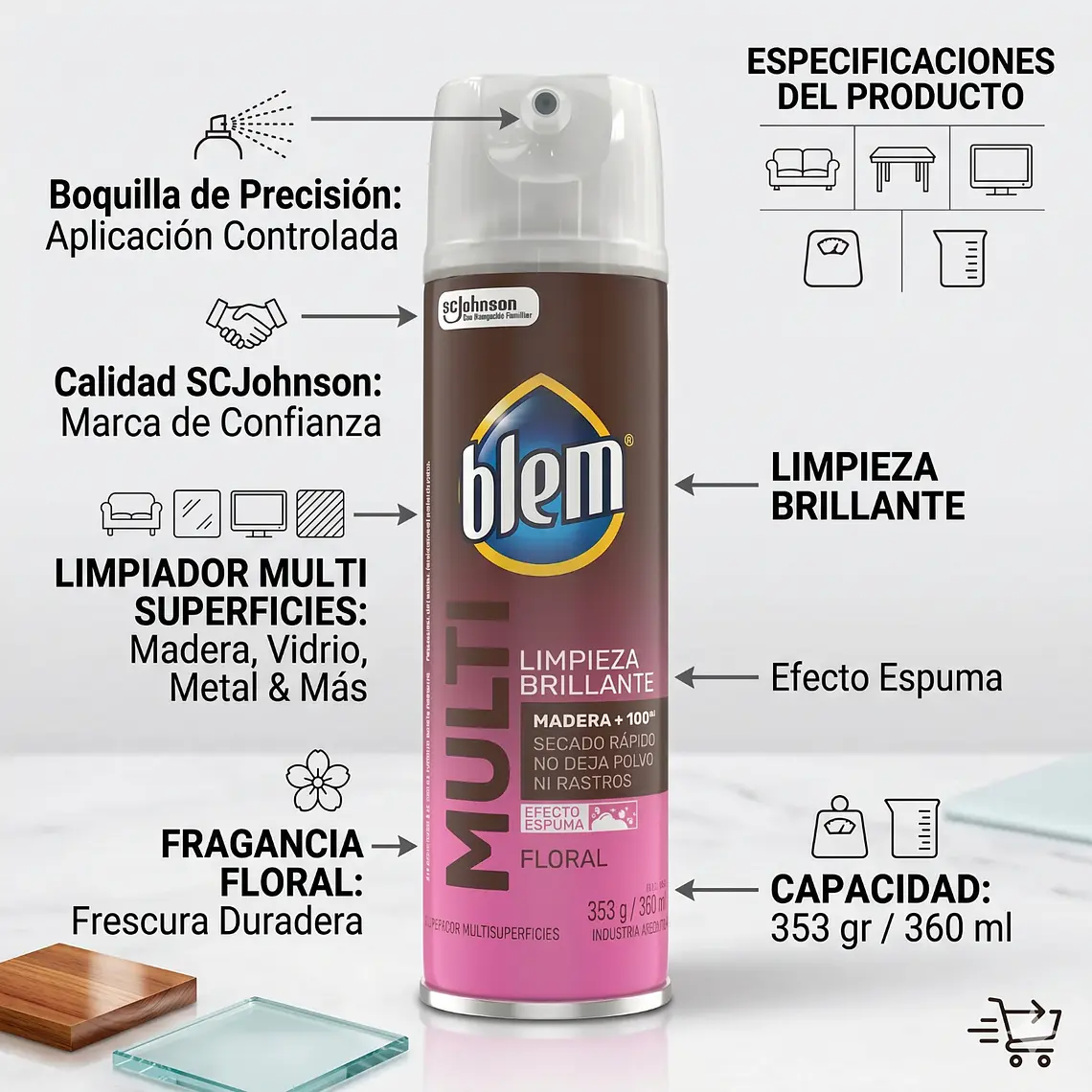 Blem Multi Superficies Aerosol Floral 353 g Limpieza 5