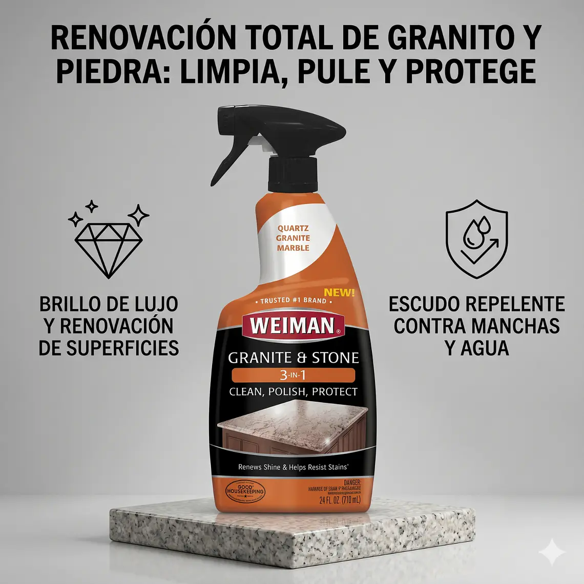 Limpiador Granito Y Piedra 3 En 1 Weiman 710ml 2