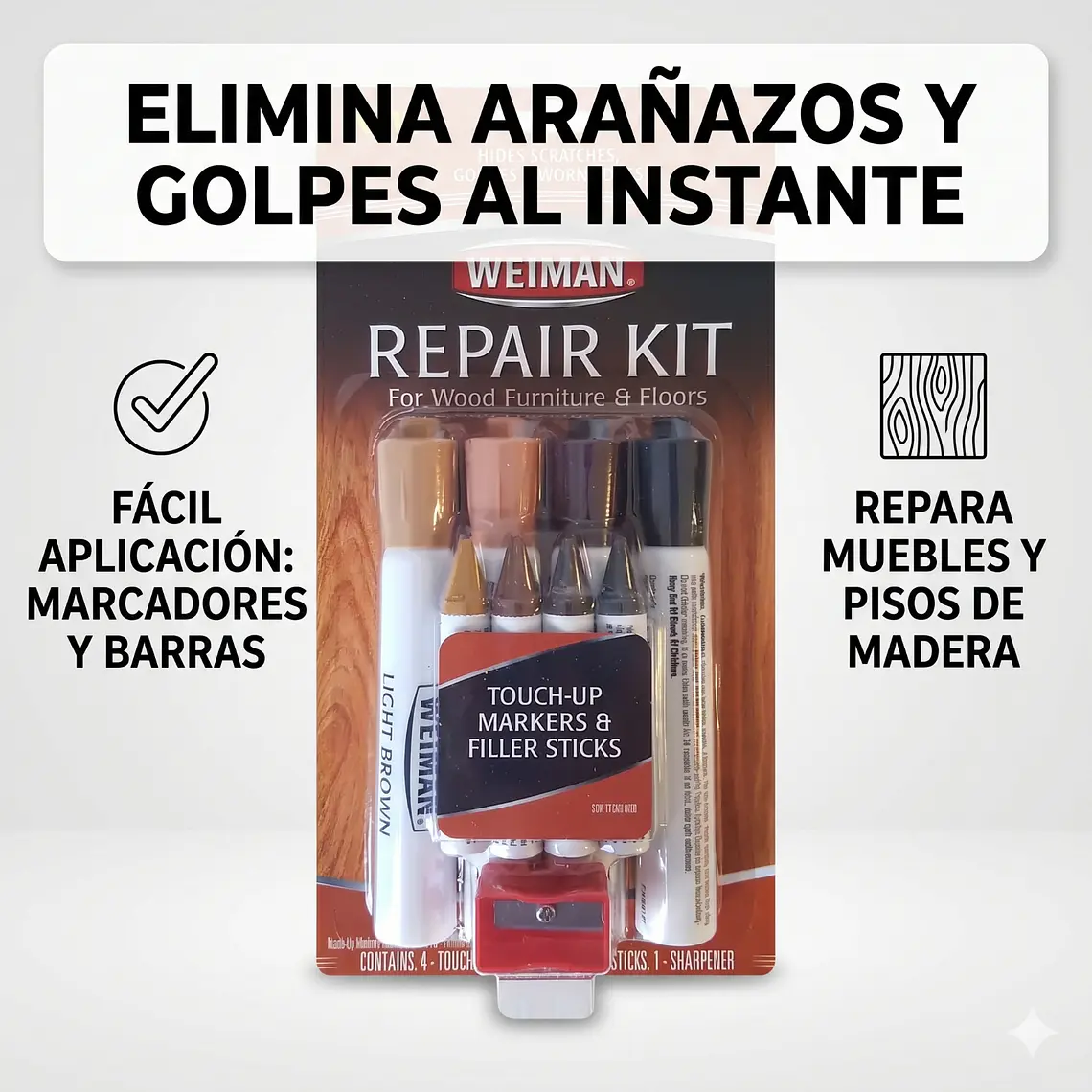 Kit Reparador Muebles y Pisos de Madera Weiman 9 Piezas 3
