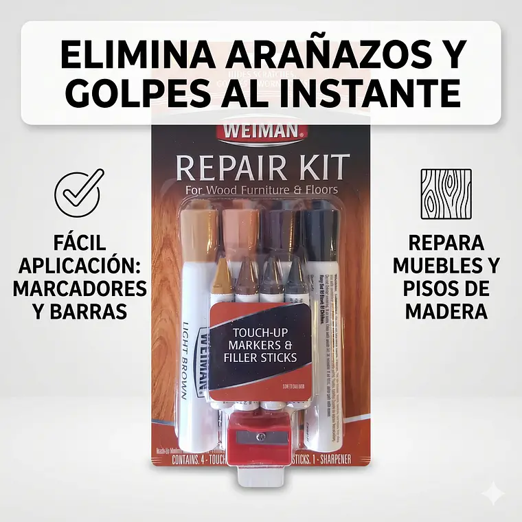 Kit Reparador Muebles y Pisos de Madera Weiman 9 Piezas 3