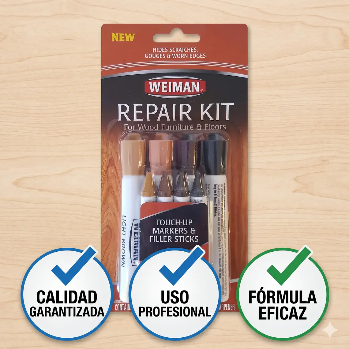 Kit Reparador Muebles y Pisos de Madera Weiman 9 Piezas 6