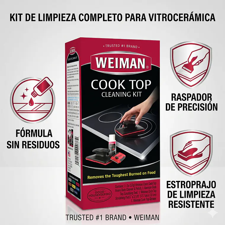 Weiman Kit Limpiador Vitrocerámica 3 Piezas 3