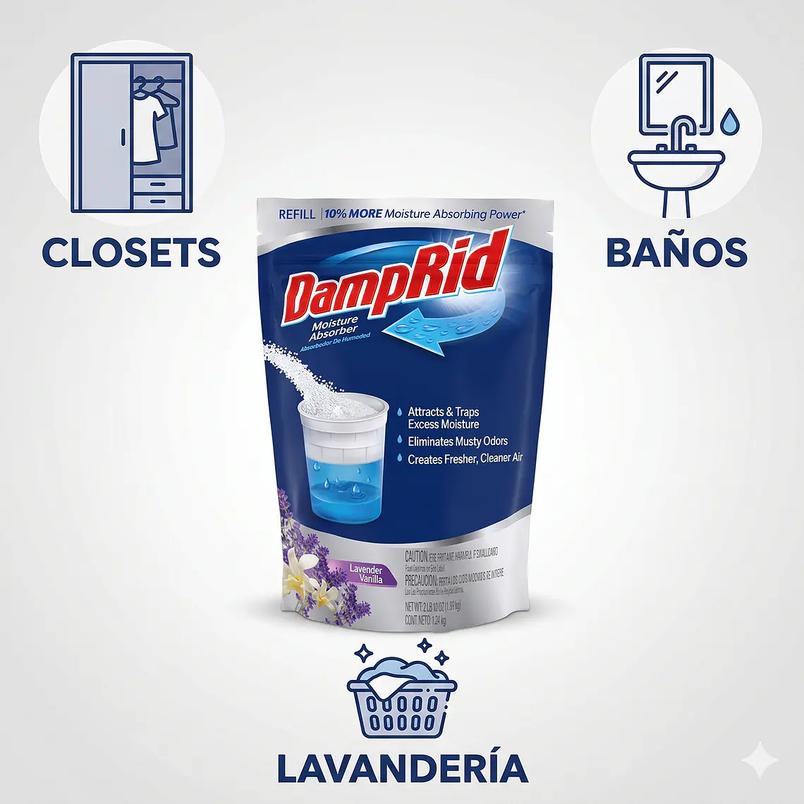 Recarga Antihumedad Lavanda Vainilla Damprid 1.24 Kg 3