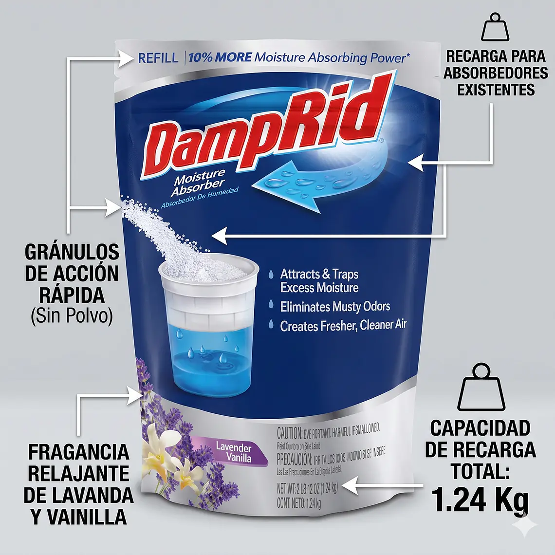 Recarga Antihumedad Lavanda Vainilla Damprid 1.24 Kg 4