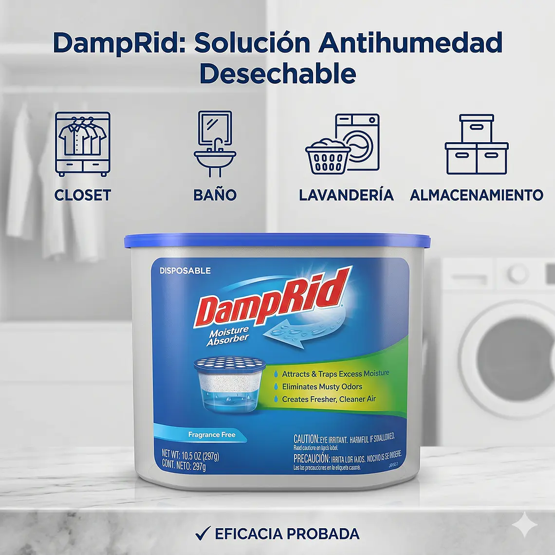 Sistema Antihumedad DampRid Desechable 297g Sin Aroma 3