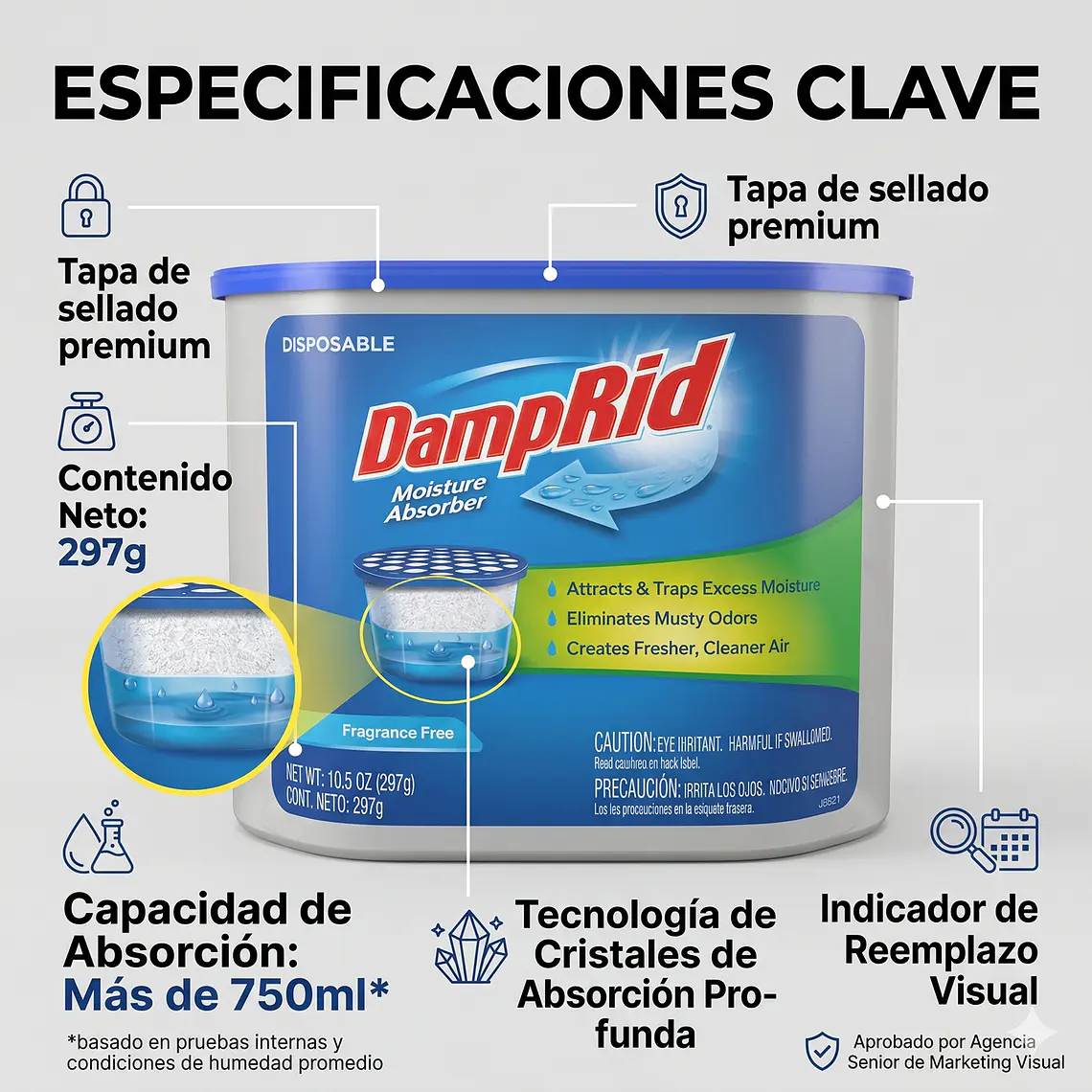Sistema Antihumedad DampRid Desechable 297g Sin Aroma 4