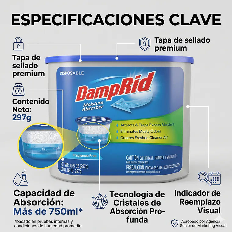 Sistema Antihumedad DampRid Desechable 297g Sin Aroma 4