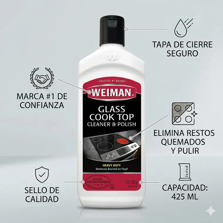 Crema Para Limpiar Vitroceramica Weiman 425 Ml 4