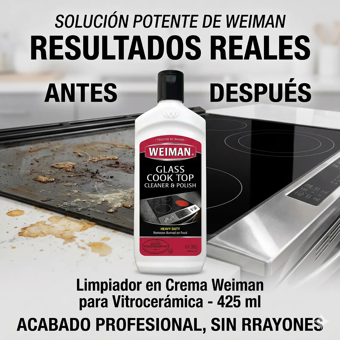 Crema Para Limpiar Vitroceramica Weiman 425 Ml 6