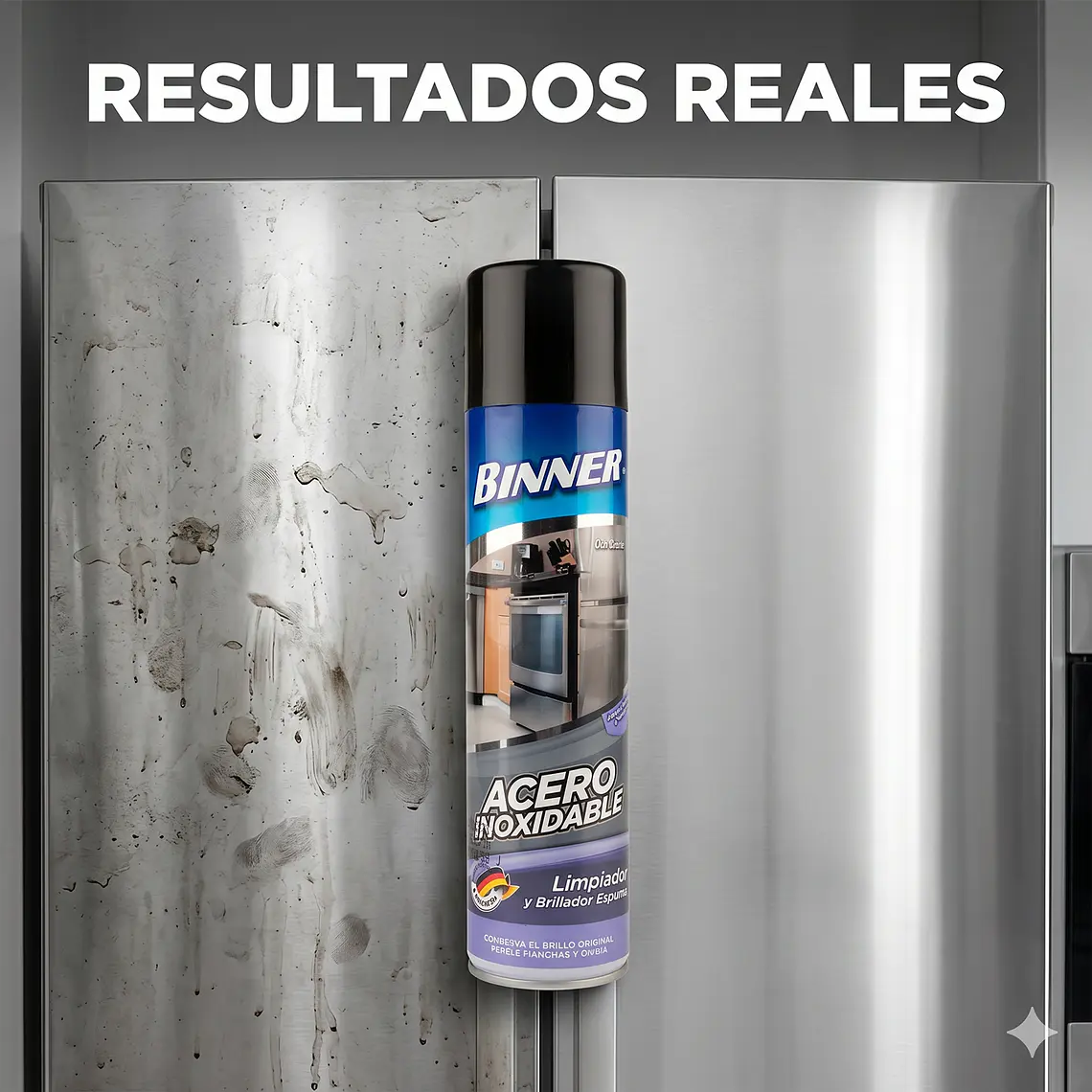Limpiador y Brillador Binner Acero Inoxidable Espuma 400ml 5