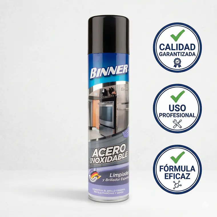 Limpiador y Brillador Binner Acero Inoxidable Espuma 400ml 6