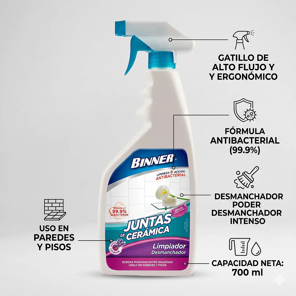 Limpiador Desmanchador Juntas De Ceramica Binner 700ml 4
