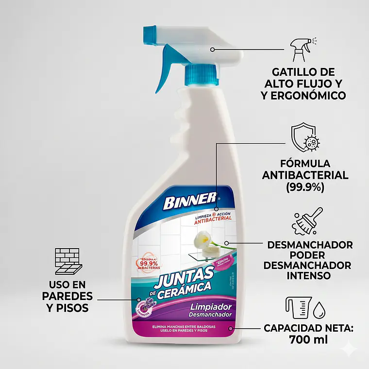 Limpiador Desmanchador Juntas De Ceramica Binner 700ml 4