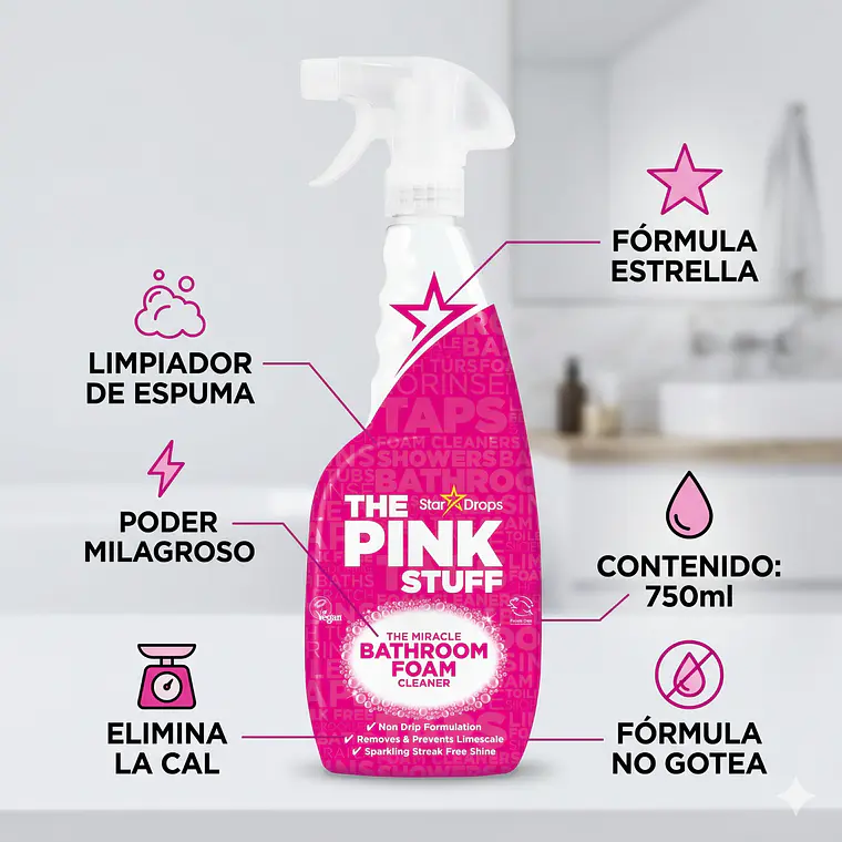 Limpiador Baño Espuma The Pink Stuff 750ml 4