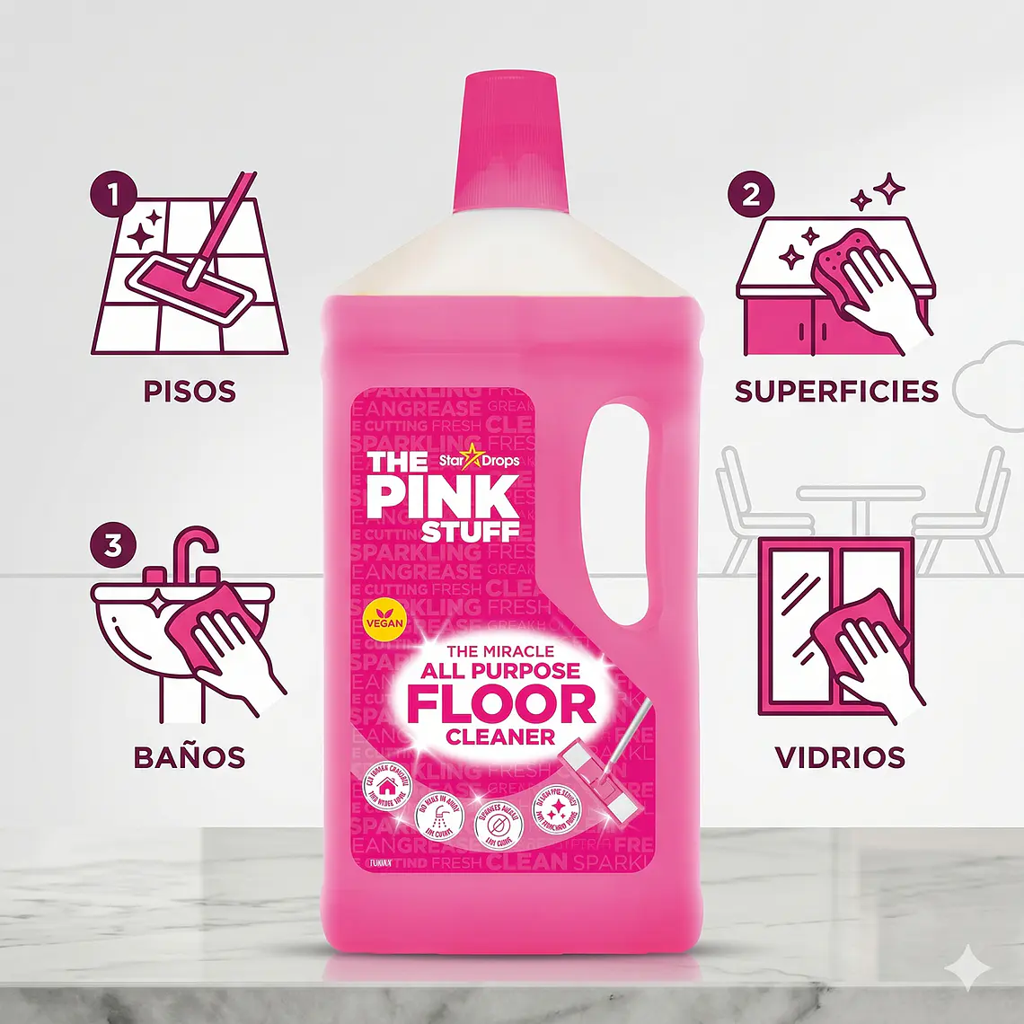 Limpiador Concentrado Pink Stuff Pisos Y Multiusos 1 L 3