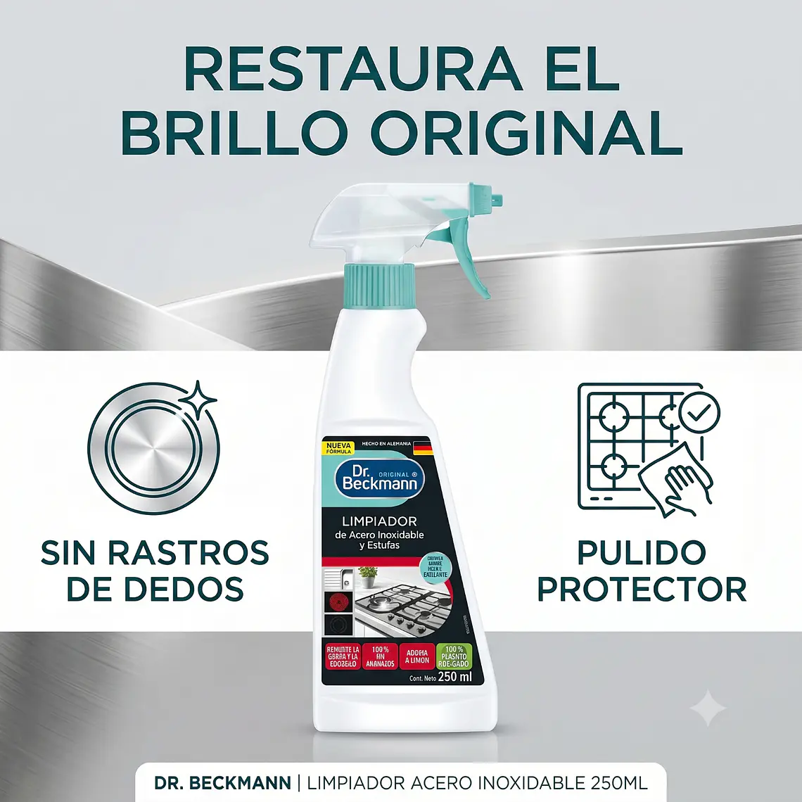 Limpiador Acero Inoxidable Dr. Beckmann 250ml 2