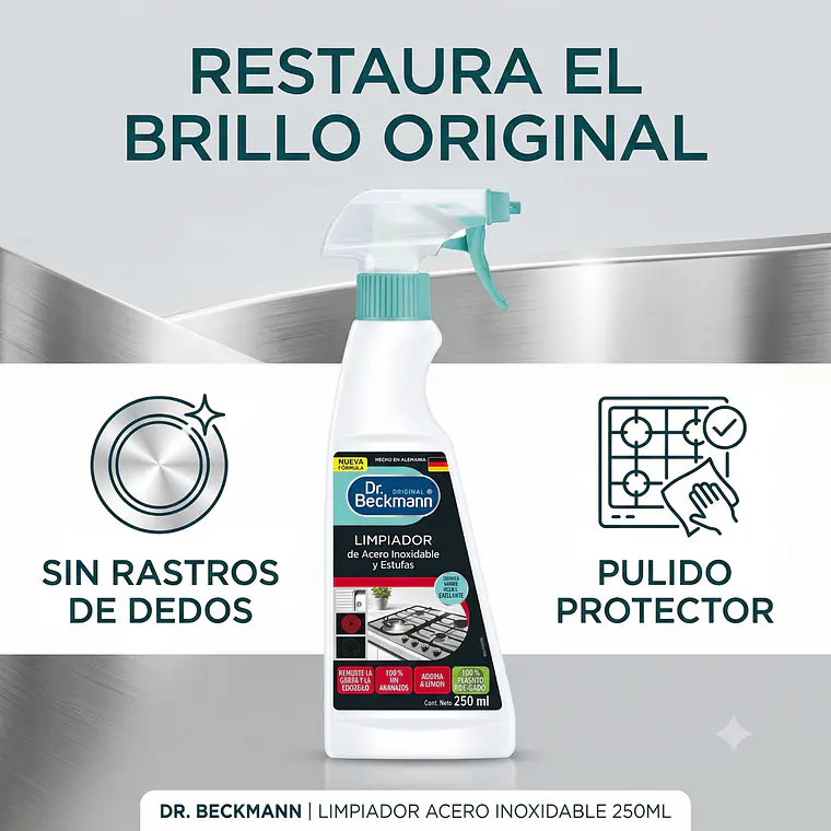Limpiador Acero Inoxidable Dr. Beckmann 250ml 2