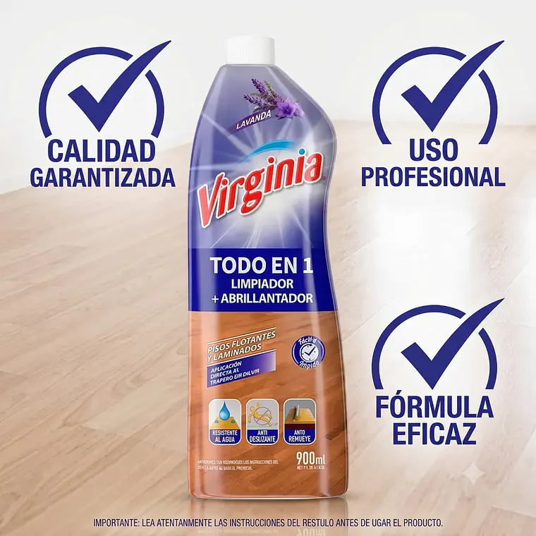 Limpiador + Abrillantador para Piso Flotante Virginia 900 ml 6