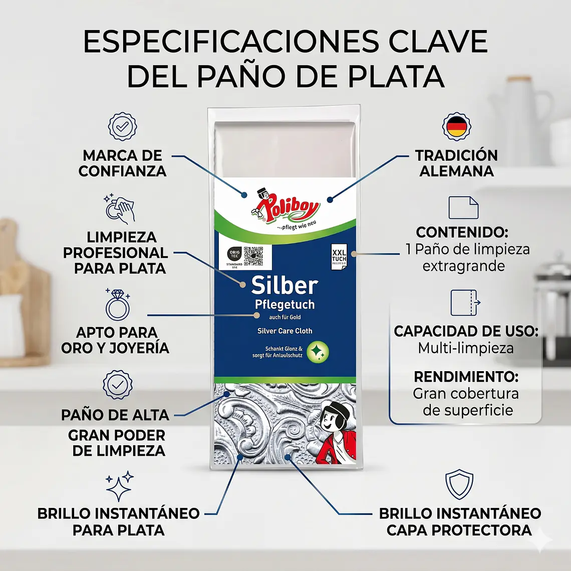 Paño Limpieza Plata Poliboy Brillo Profesional 4