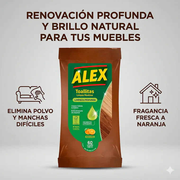 Toallitas Alex Renovadoras Para Muebles 30 Unid 2