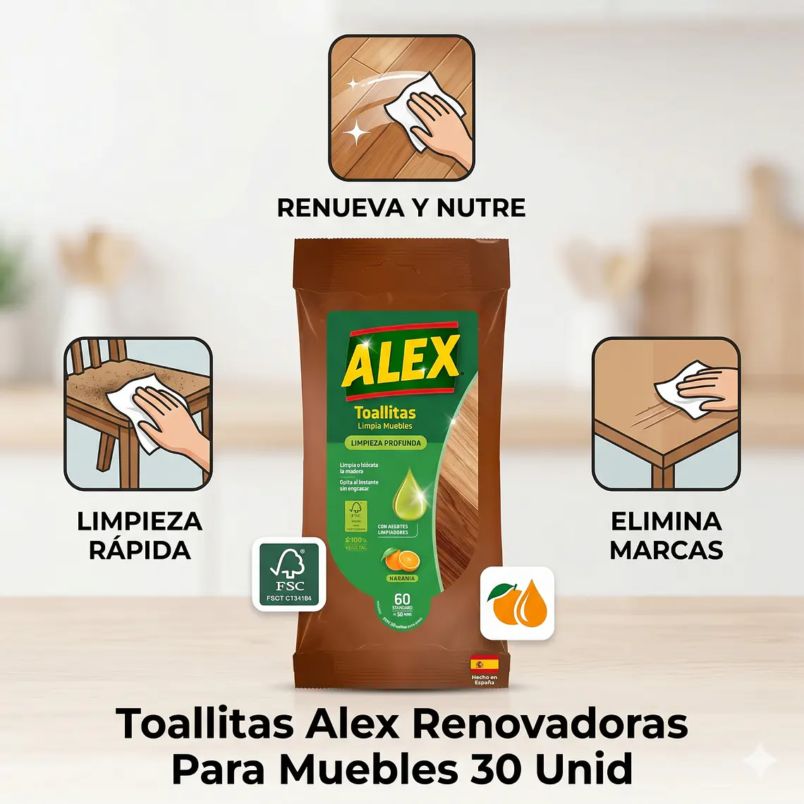 Toallitas Alex Renovadoras Para Muebles 30 Unid 3