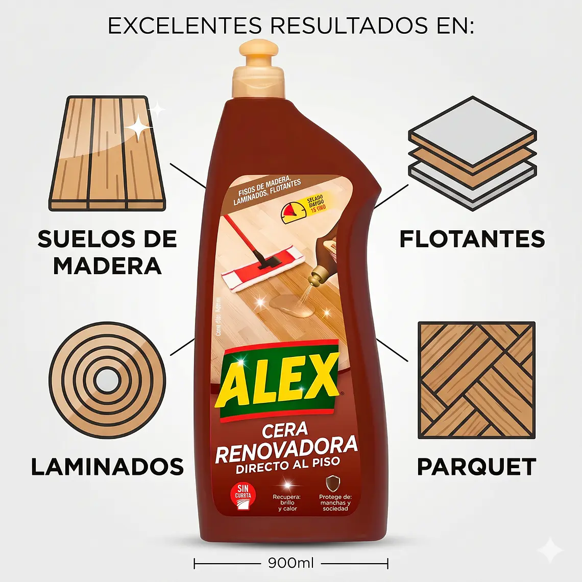 Cera Líquida Renovadora Alex 900ml - Madera y Laminados 3