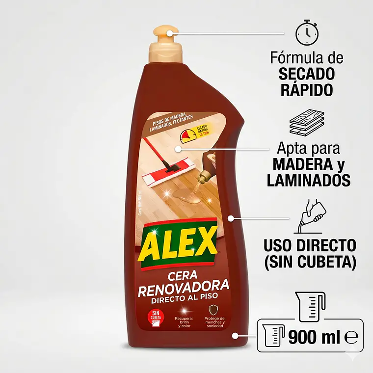 Cera Líquida Renovadora Alex 900ml - Madera y Laminados 4
