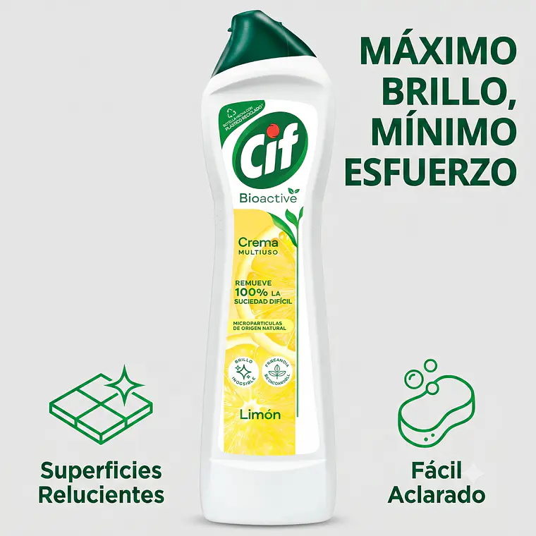Cif Crema Limpiador Multiuso Limon 750g Bioactive 2