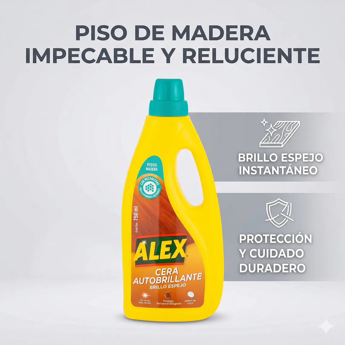 Cera Líquida Autobrillante Alex Piso Madera 750ml 2