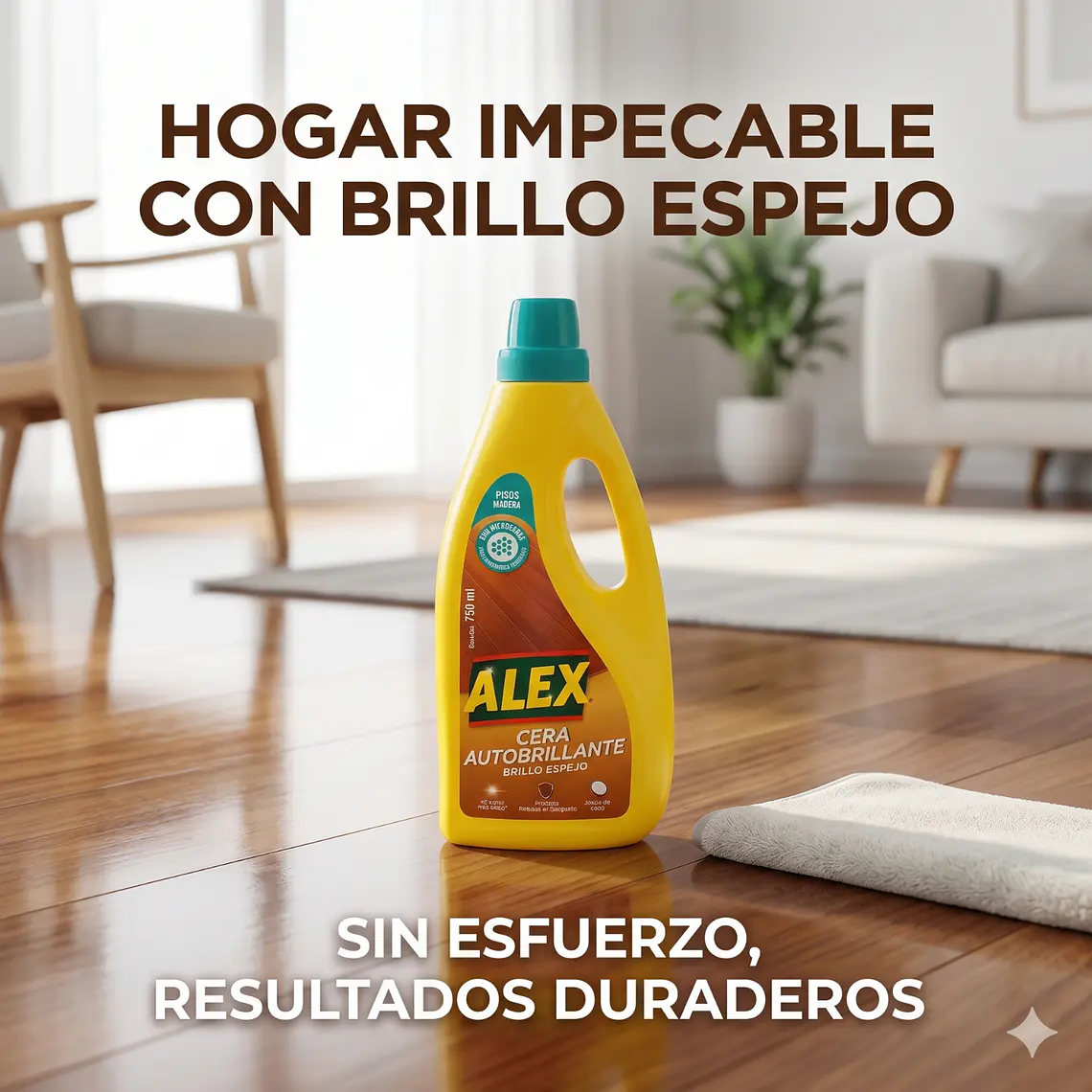 Cera Líquida Autobrillante Alex Piso Madera 750ml 7