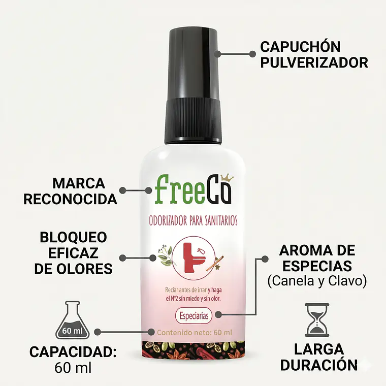 Desodorante Para Inodoros Freeco Especias 60 ml 4