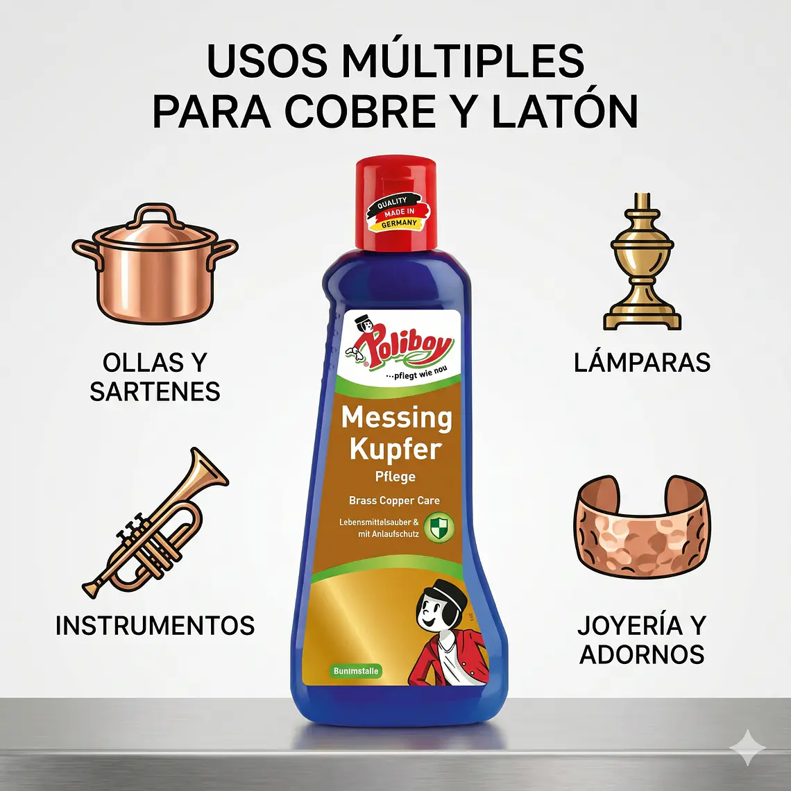 Limpiador Pulidor Cobre Laton Poliboy 200ml 3