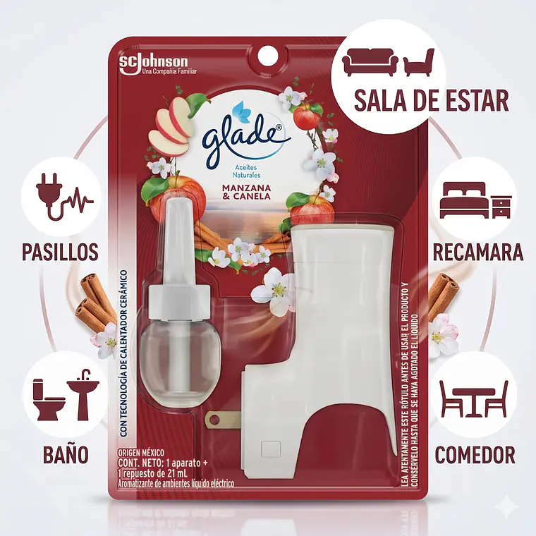 Aromatizante Glade Manzana Canela Aparato + Recarga 21ml 3
