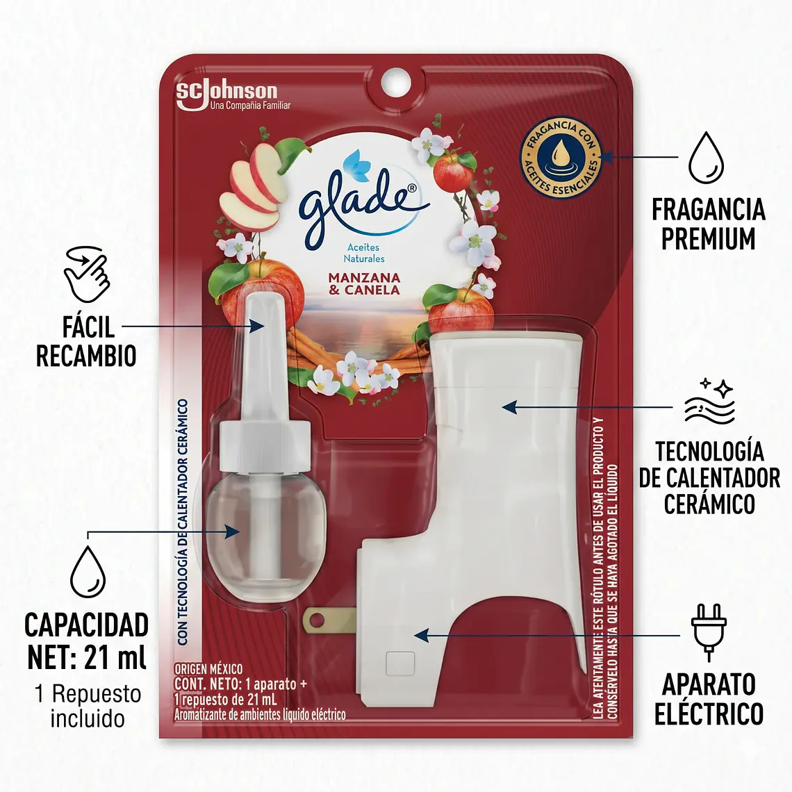 Aromatizante Glade Manzana Canela Aparato + Recarga 21ml 4
