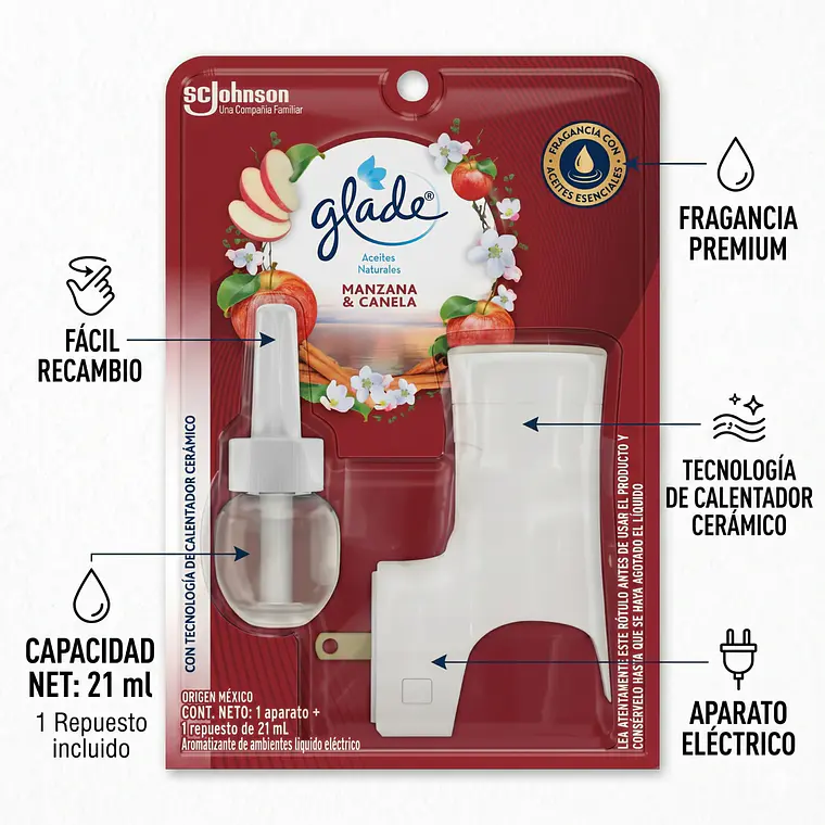 Aromatizante Glade Manzana Canela Aparato + Recarga 21ml 4