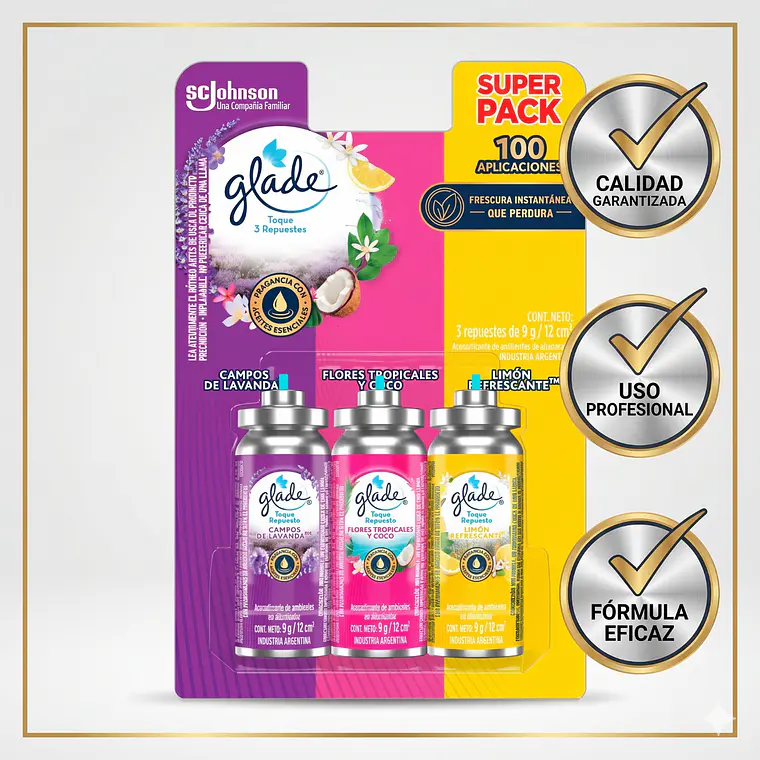Glade Repuesto Toque 3x12ml Lavanda Tropical Limón 5