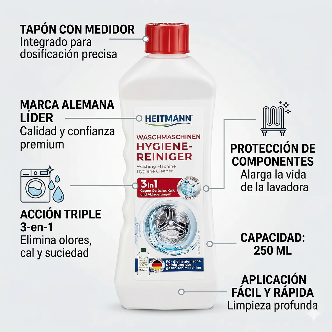 Limpiador Lavadora 3en1 Heitmann 250 ml 4