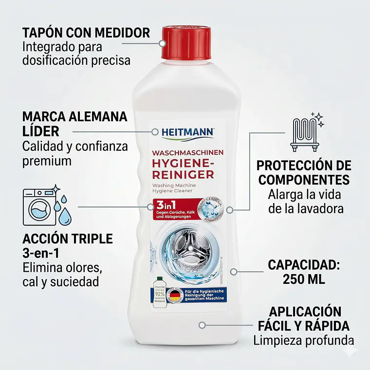 Limpiador Lavadora 3en1 Heitmann 250 ml 4