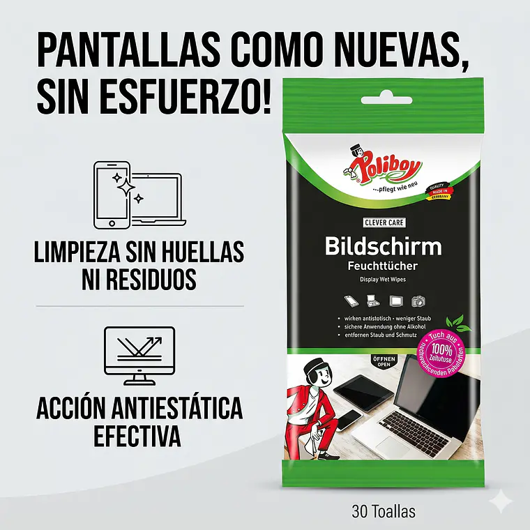 Toallitas Limpiadoras Pantallas Celular Notebook 30 Und 2