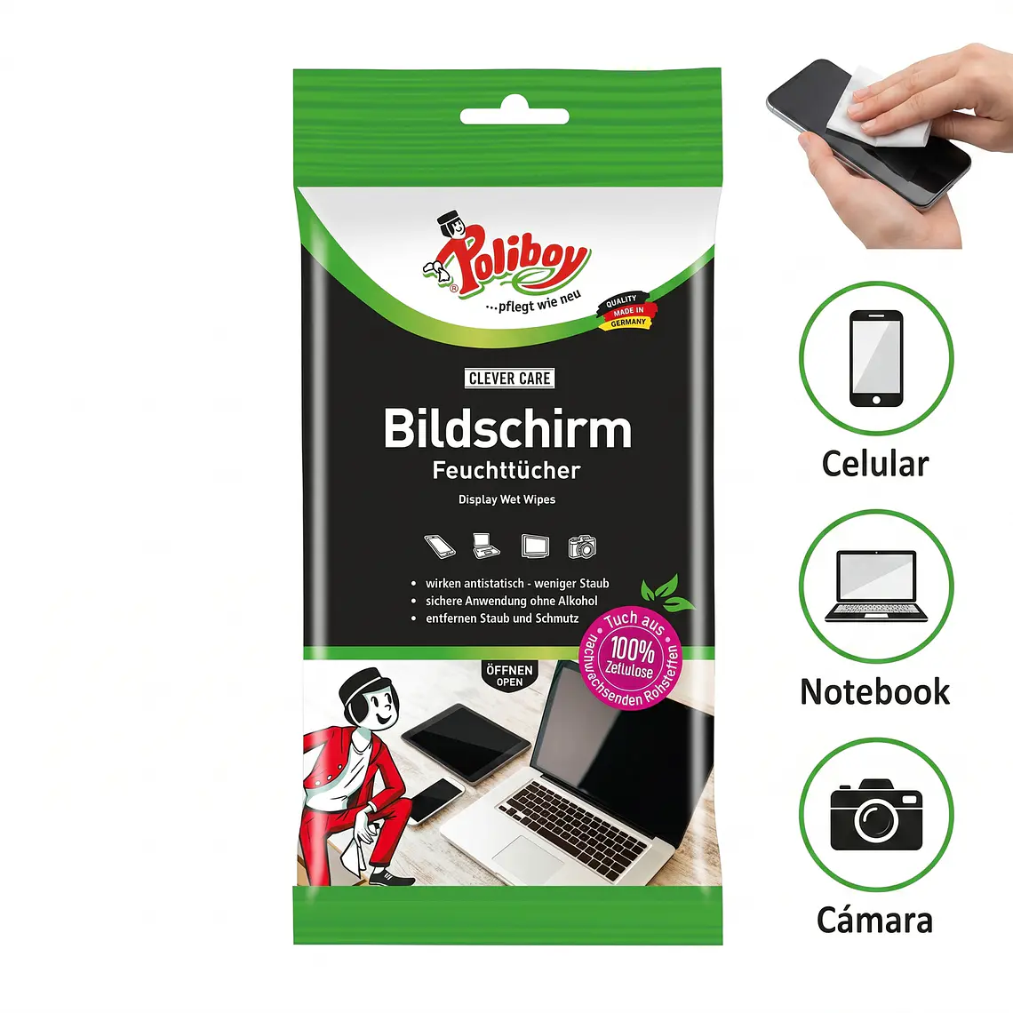 Toallitas Limpiadoras Pantallas Celular Notebook 30 Und 3