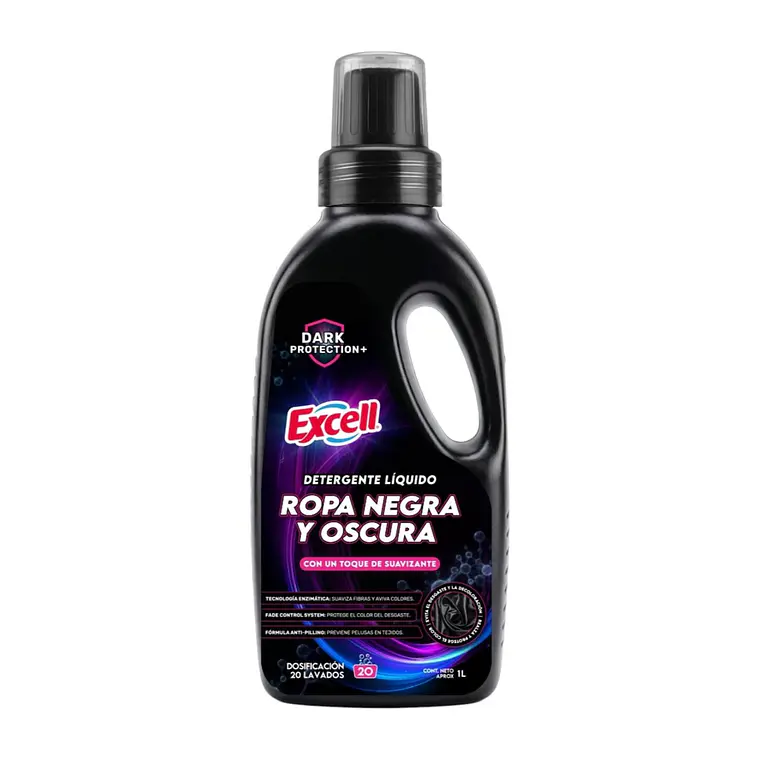 Detergente Liquido Ropa Negra Oscura Excell 1L 20 Lav 1