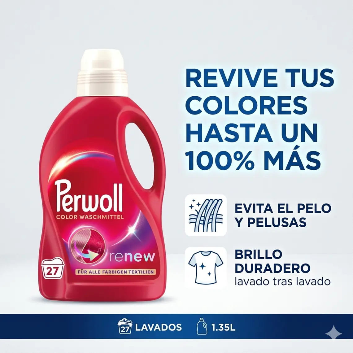 Perwoll Detergente Ropa Colores Vivos 1.35L 2