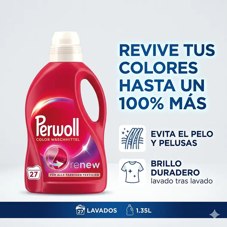 Perwoll Detergente Ropa Colores Vivos 1.35L 2