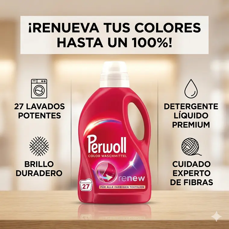 Perwoll Detergente Ropa Colores Vivos 1.35L 3