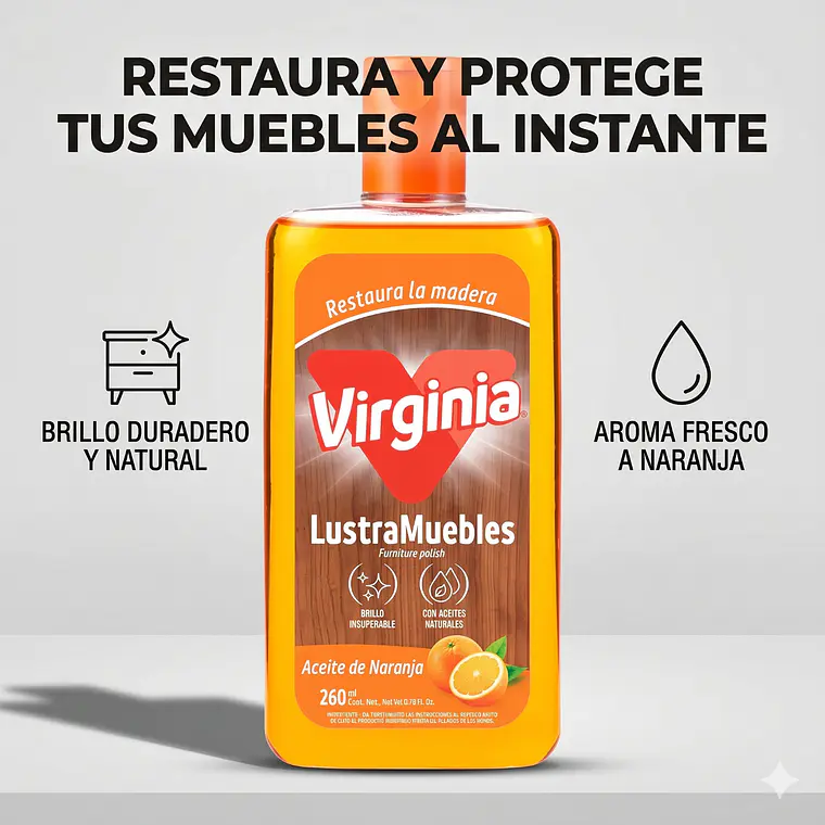 Virginia Lustra Muebles Naranja Natural 260ml 2