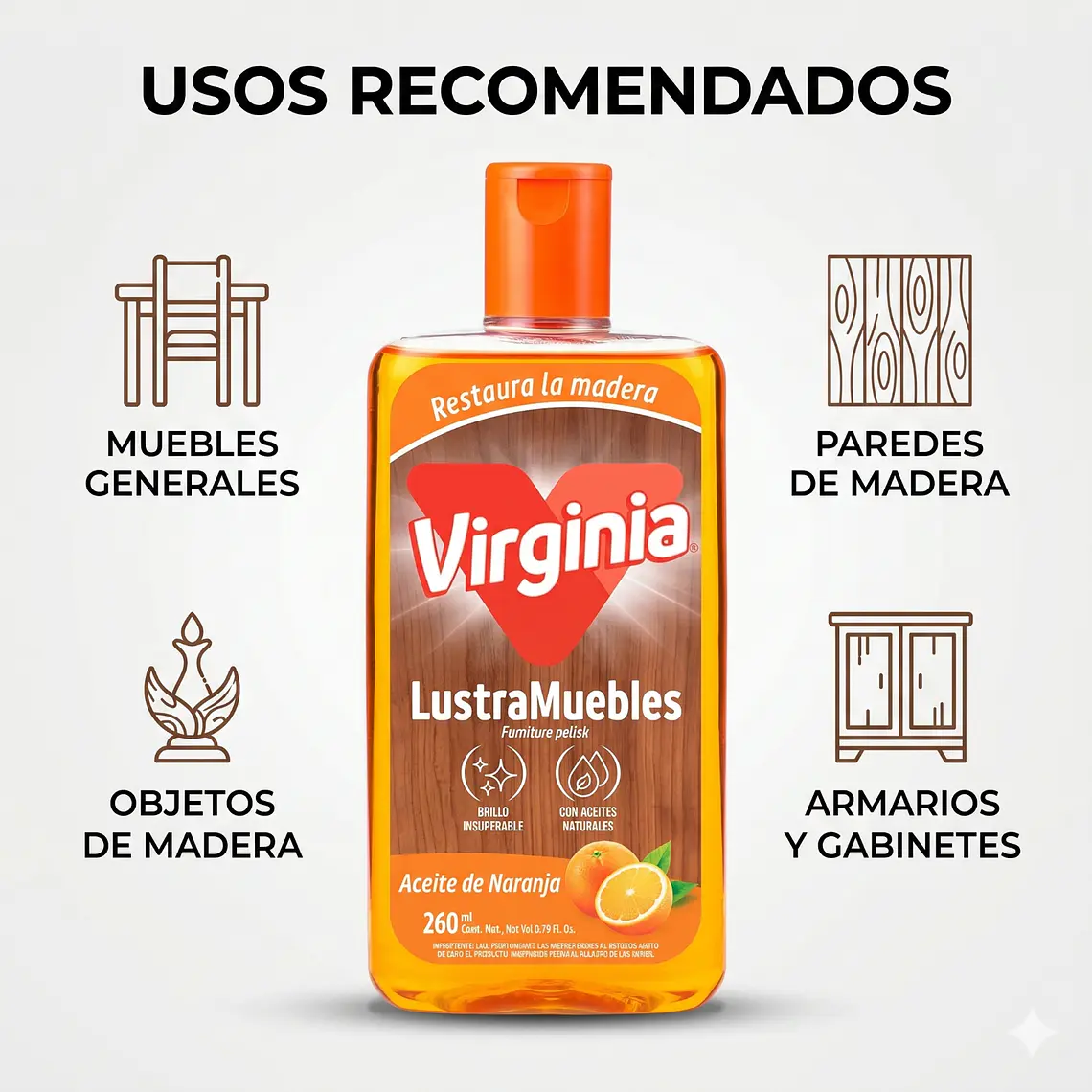 Virginia Lustra Muebles Naranja Natural 260ml 3