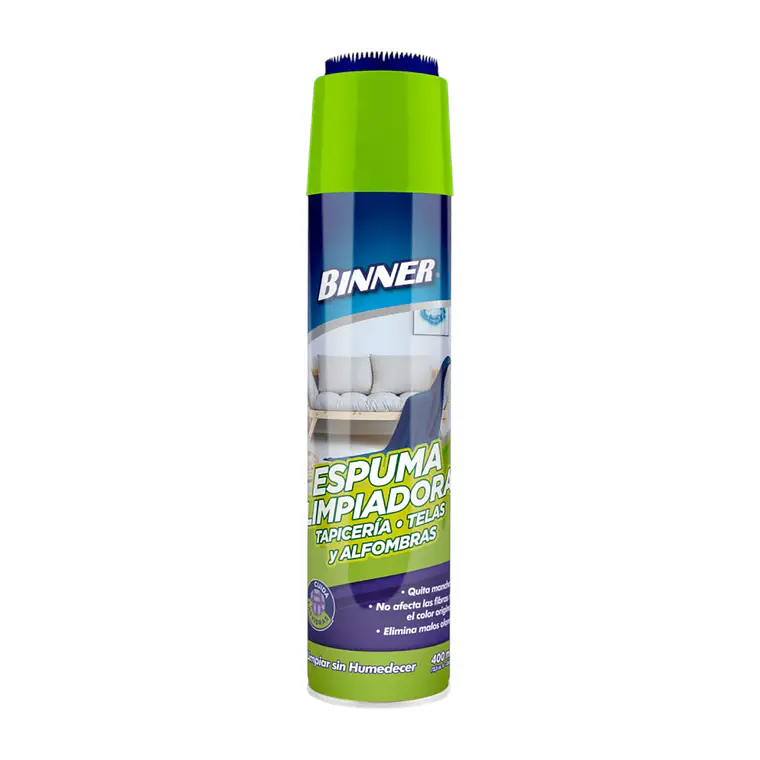 Limpiador Tapicería Telas Alfombras Binner Espuma 400ml 1