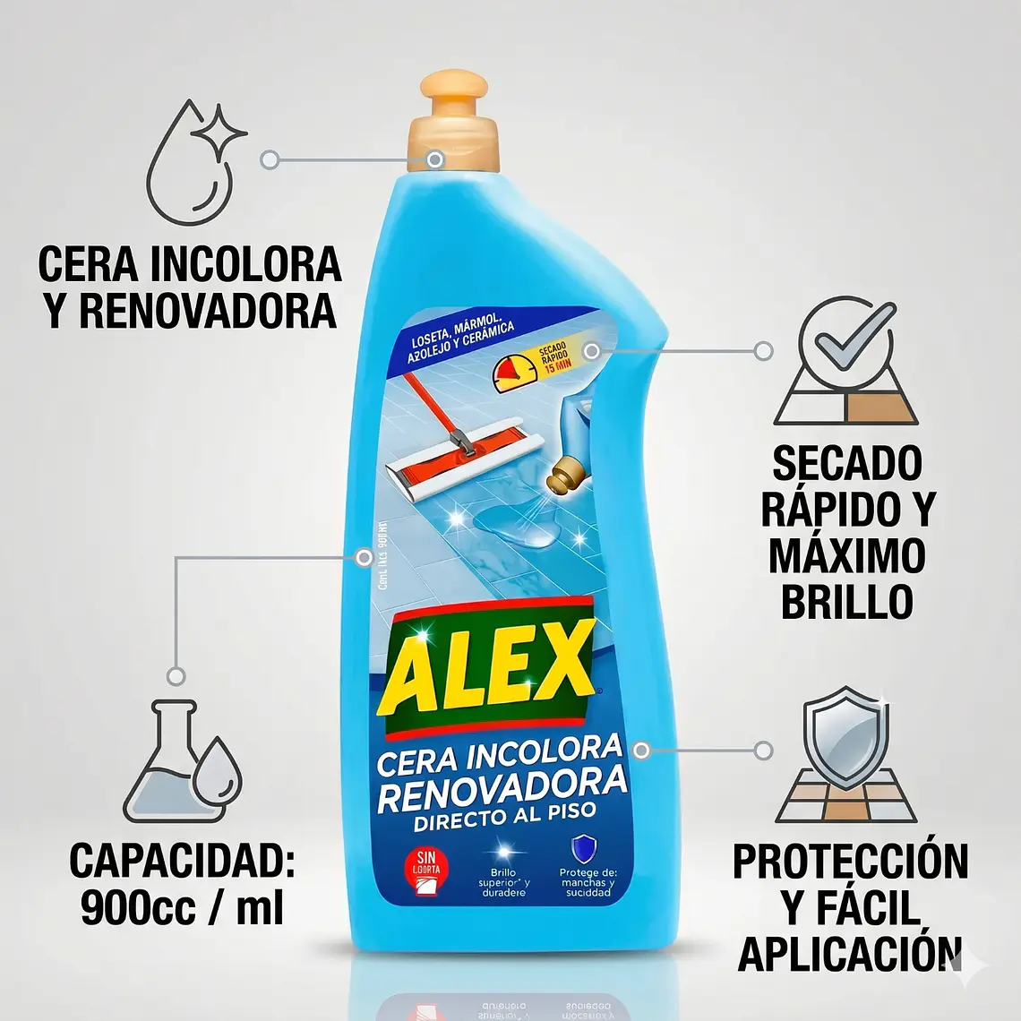 Cera Líquida Incolora Renovadora Alex 900cc 3