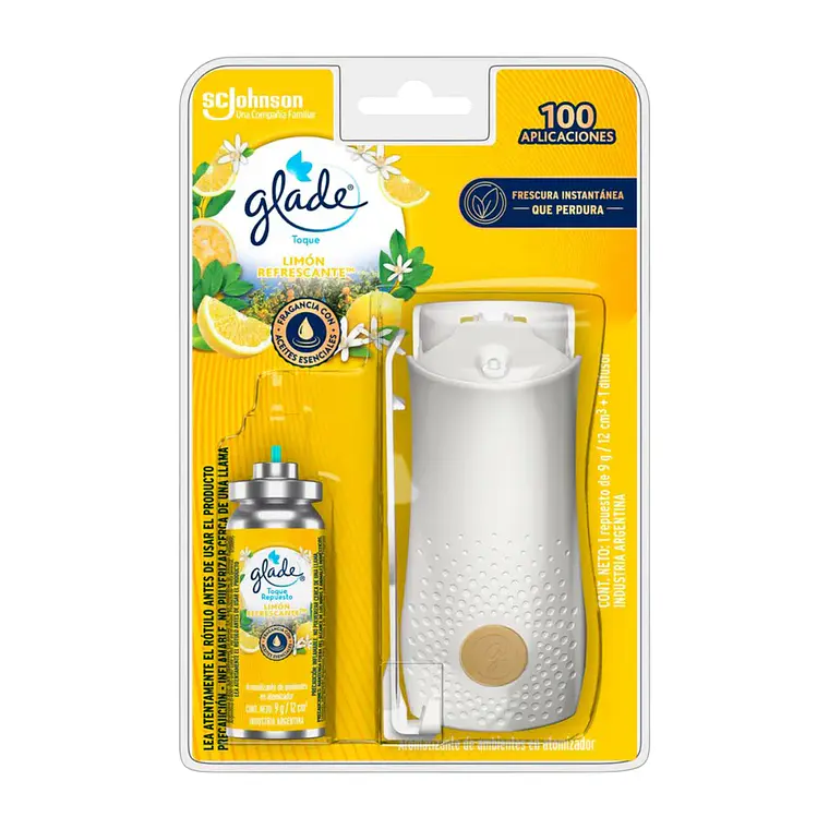 Glade Toque Aparato + Repuesto 9g Aroma Limón Refrescante 1